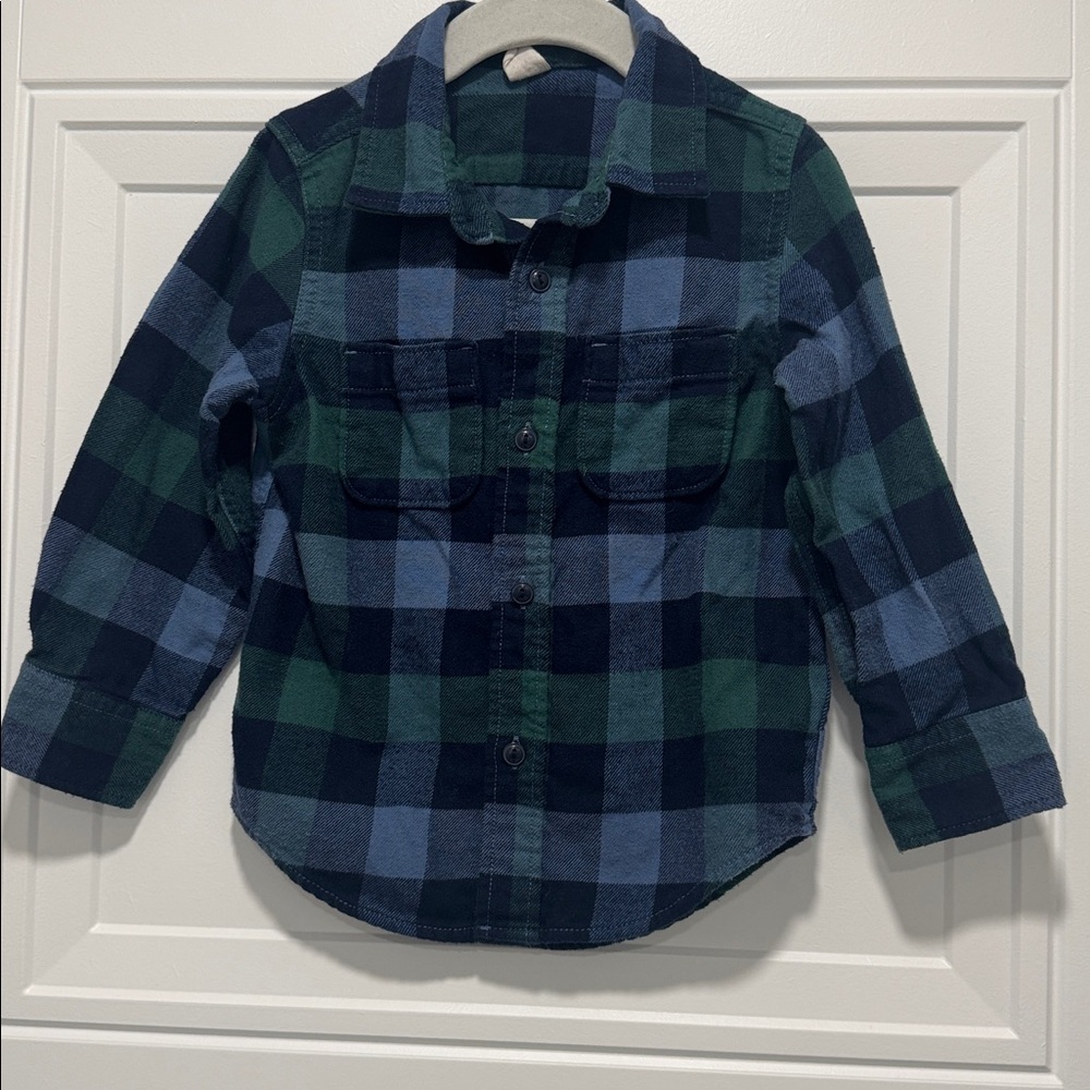 Baby Gap Size 3 Plaid Flannel Shirt in Blue and Green